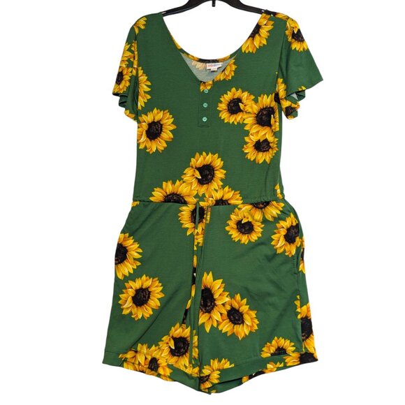 Lularoe Sunflower Romper XXS - Bright & Breezy Floral Pockets - Picture 1 of 5